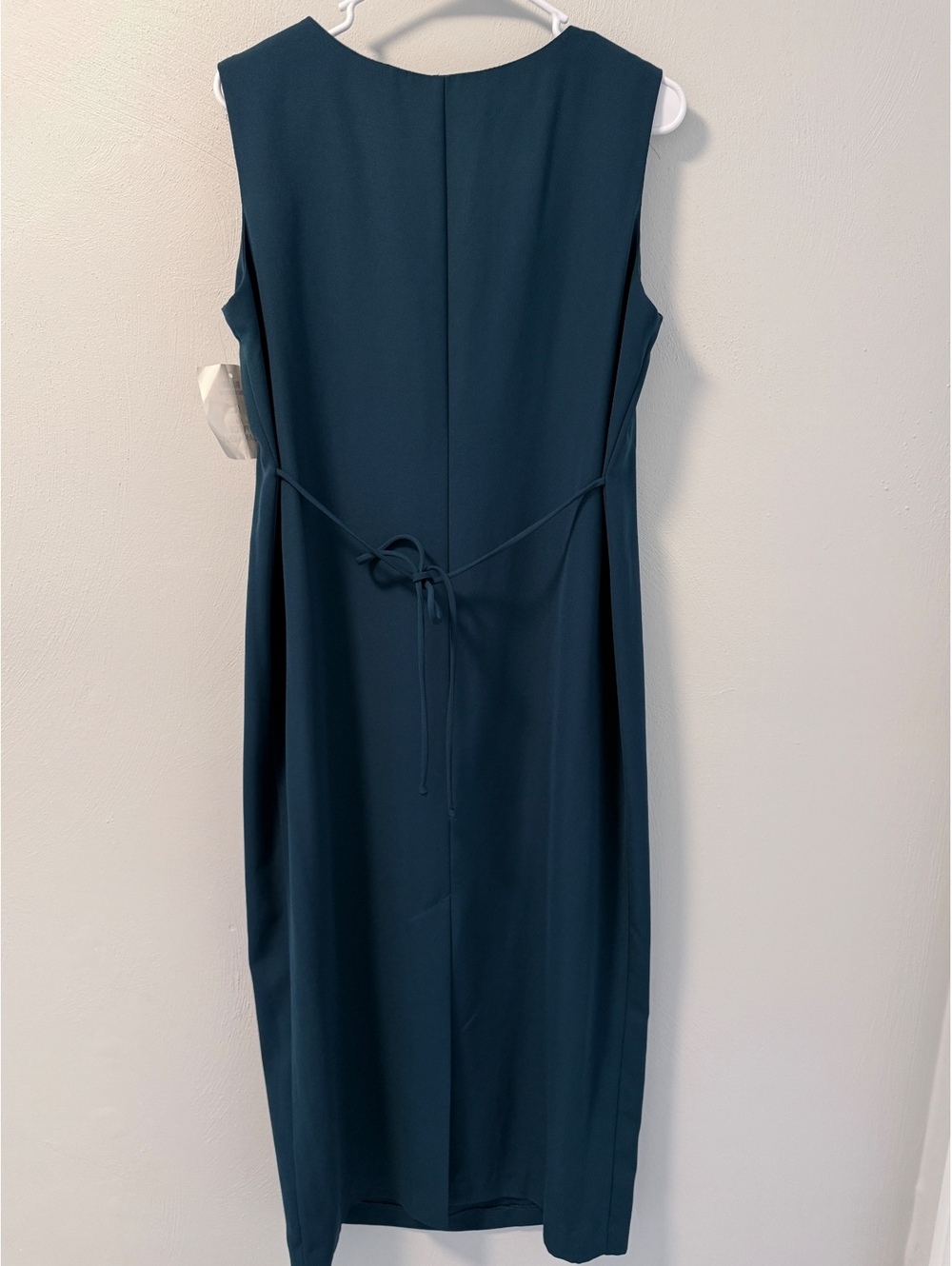 NWT R&M Richards Women Dress Navy Blue Shift with Tie Round Neck Midi Dress 12 - Picture 3 of 5